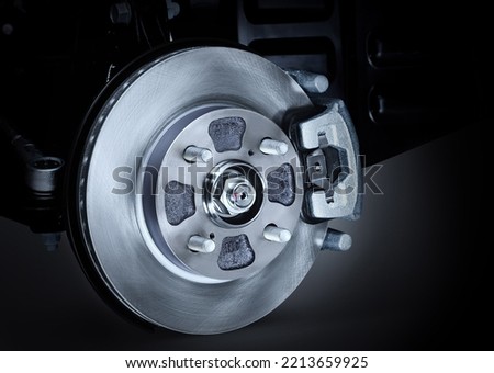 Front Wheel Disc Brake Car with Anti Lock Braking System Isolated Image 