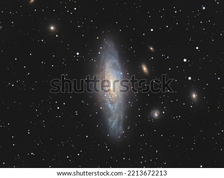 Astronomical image of the spiral galaxy NGC7331 in the constellation Pegasus, captured with amateur telescope