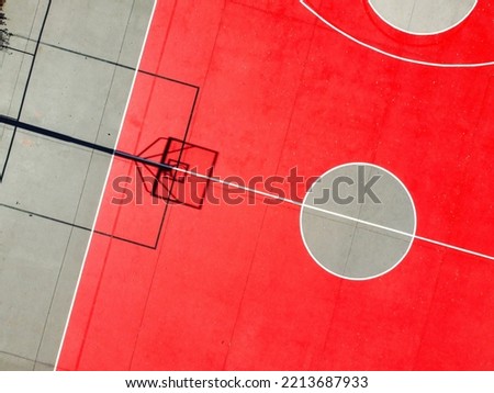 aerial view of a basketball court in autumn
