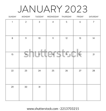 January 2023 Square Calendar Blank Planner Grid