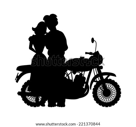 Vector cartoon silhouette. Romantic couple.