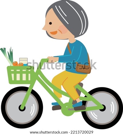 Shopping Illustration material of elderly people riding bicycles
