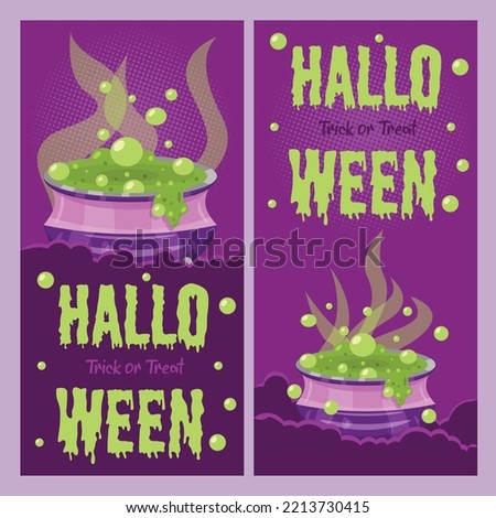 Halloween Banner with Witch Cauldron and Green Liquid Illustration Vector
