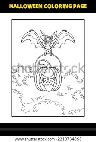 Halloween coloring page for kids. Line art coloring page design for kids.