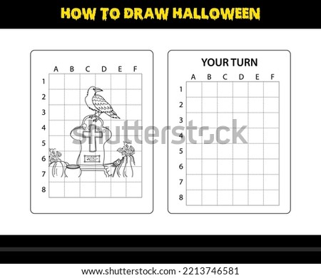 How to draw Halloween for kids. Halloween drawing skill coloring page for kids.
