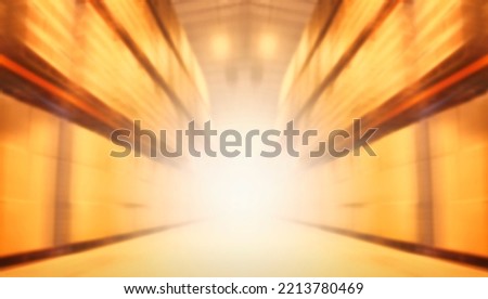 Motion Blurred of Warehouse for Industrial or Logistics Background. Interior Warehouse Space Storage of Tall Shelf. Distribution Supplies Warehouse Storage. Abstract Blurred Background 	

