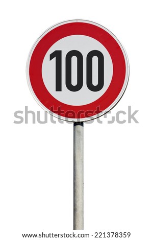 speed limit 100 kilometers Traffic Sign isolated 