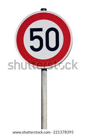 speed limit 50 kilometers Traffic Sign isolated 
