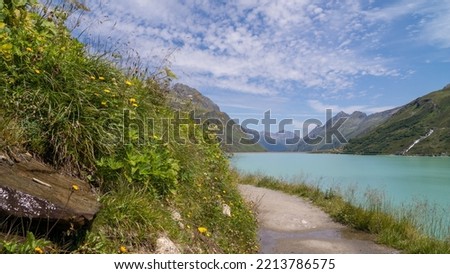 Silvretta Stausee Reservoir in Summer ,located at the highest point on Silvretta High Alpine Road .Austria