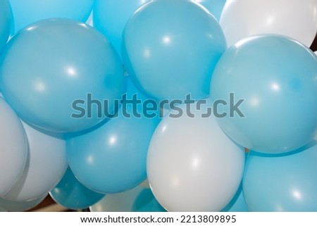 balloons  birthday many party blue and white inflated and tied together make vertical festive background