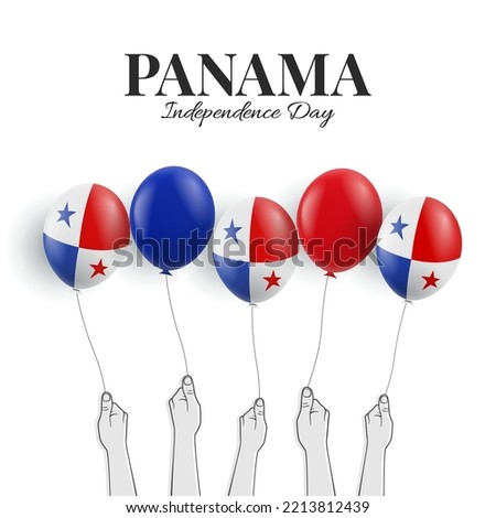 Vector Illustration of Panama Independence Day. Hands with balloons.
