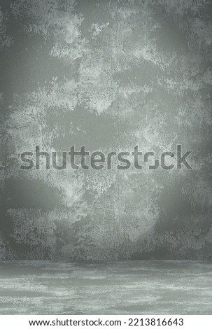 Background and concrete walls are bare, the view is empty for placing items. Cement textures and dark shadows. Light gaps. Center of the picture. Retro art style.