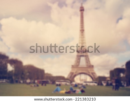 Eiffle Paris blur background with instagram effect