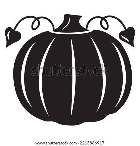 Autumn vegetable pumpkin, black silhouette, vector isolated illustration icon