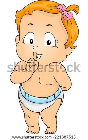 Illustration Featuring a Baby Doing a Shushing Gesture