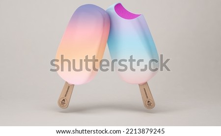 Ice cream mockup isolated on soft color background. 3D Render
