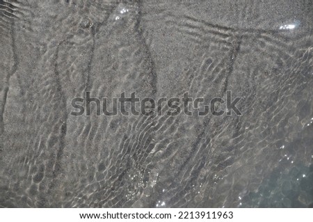 Sand under the water. River in Kyrgyzstan mountains. Wallpaper. Copy space.