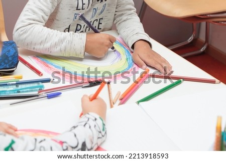 Lesson of drawing for children at school