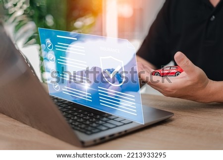 Quality Assurance and customer service, Checklist on the virtual screen,Close up hand a man pointing on smart document with quality assurance including vehicle accidents concept on laptop