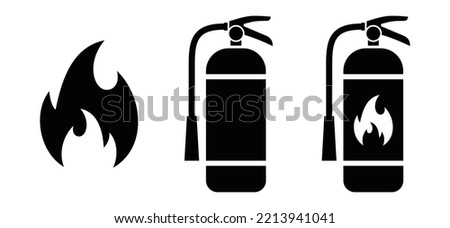 Fire extinguishers icon vector set. Fire safety sign silhouette. firefighter symbol illustration