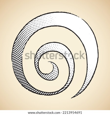 Illustration of Scratchboard Engraved Icon of Galaxy with White Fill isolated on a Beige Background