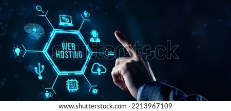 Internet, business, Technology and network concept. Web Hosting. The activity of providing storage space and access for websites. Virtual button.