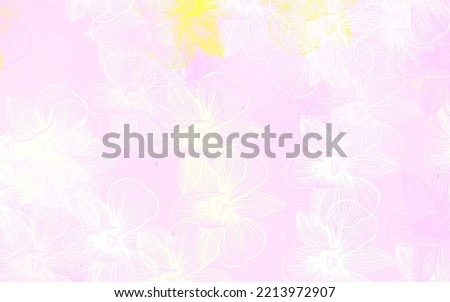 Light Pink, Yellow vector natural artwork with flowers. Illustration with colorful abstract doodle flowers. Colorful pattern for kid's books.