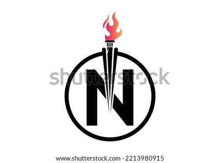 Initial Letter N Fire Torch Concept With Fire and Torch Icon Vector Symbol. Modern vector logo for Fire Torch business, and company identity.