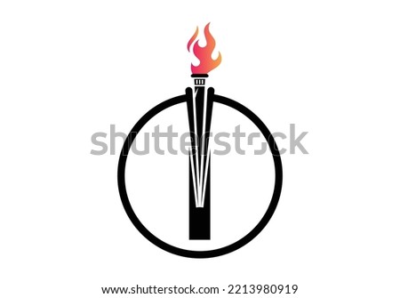 Initial Letter I Fire Torch Concept With Fire and Torch Icon Vector Symbol. Modern vector logo for Fire Torch business, and company identity.