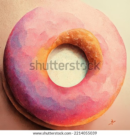 Tasty delicious doughnut illustration, with topping and fruits