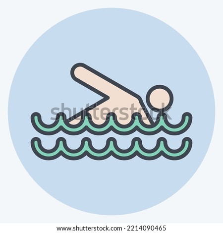Icon Swimming. suitable for Summer symbol. color mate style. simple design editable. design template vector. simple illustration