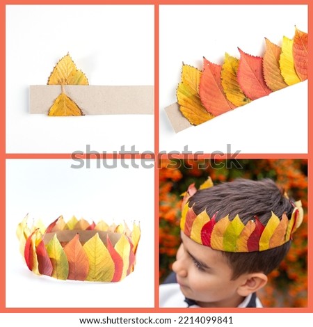 autumn leaves crown craft, DIY, step by step instruction