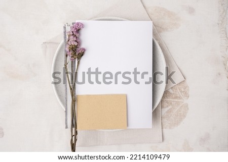 business concept, finance, wedding and restaurant menu. blank paper and envelopes. mockup.topview.
