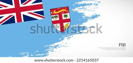 National flag of Fiji with textured brush flag. Artistic hand drawn brush flag banner background