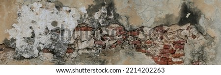 Wall brick old background, Vintage grunge rustic plaster concrete wallpaper.