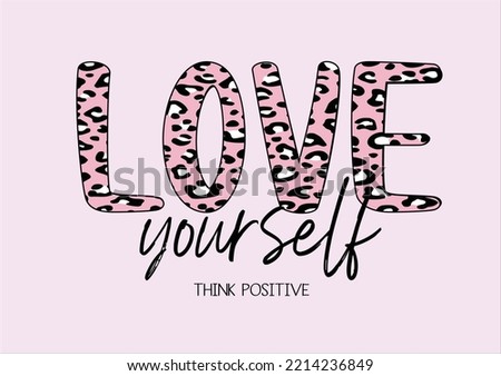love yourself leopard vector hand drawn
