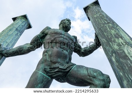 Ceuta, Spain Autonomous Spanish city in north Africa. Statue of Hercules known as the Pillars of Hercules. Greek mythology. Spain.  Royalty-Free Stock Photo #2214295633
