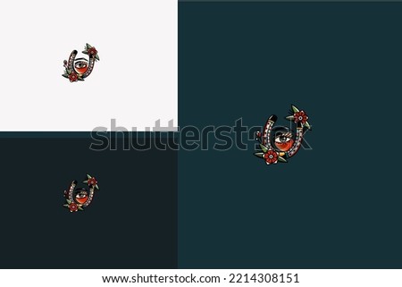 one eye and red rose vector design