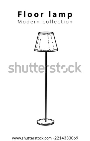 Classic Lamp for the living room, floor lamps, hand-drawn in different sizes and types, doodle sketch, modern and vintage. Vector illustration