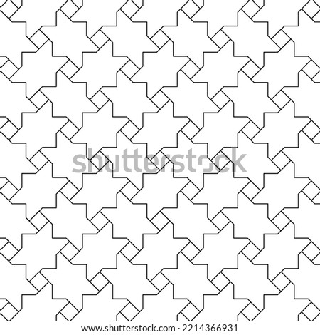 Black and white seamless geometric pattern. Coloring book for children and adult. Decorative abstract linear vector background. Easy to edit color and line weight. Pattern added to the graphic styles.