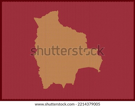 Knitting pattern map of Country Bolivia Isolated on Red Background - vector illustration