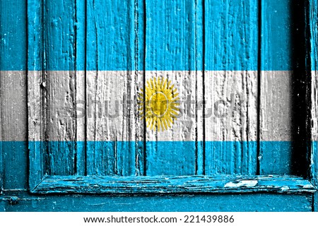 flag of Argentina painted on wooden frame