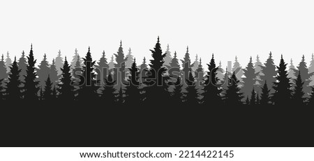 Pine, spruce, christmas tree. Evergreen coniferous forest silhouette