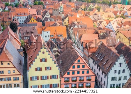 Rothenburg ob der Tauber old town cityscape from above, Franconia, Germany