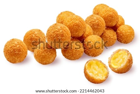 Delicious crispy Cheese ball isolated on white background, Cheese ball or cheesy puffs on white With clipping path. Royalty-Free Stock Photo #2214462043