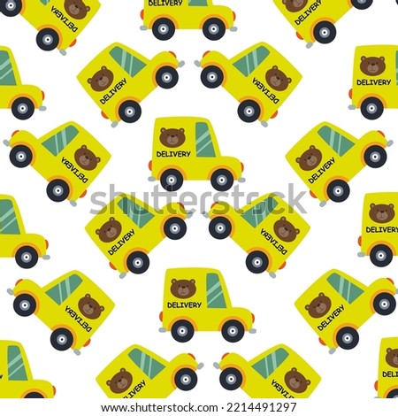 Seamless pattern with delivery car suitable for wrapping paper