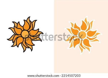 Orange flower vector logo template for business.