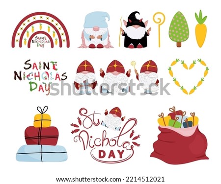 Saint Nicholas Day.Saint Nicholas Day vector elements set.