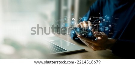 AI learning and business artificial intelligence, modern , transformation of ideas and the adoption of technology in business in the digital age, enhancing global business capabilities , Ai. Royalty-Free Stock Photo #2214518679