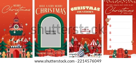 social media christmas greetings design template vector, illustration 